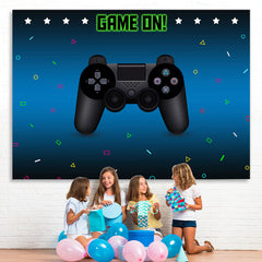 Lofaris Game On Gamepad Blue Bokeh Birthday Party Backdrop for Boy