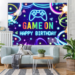 Lofaris Game On Lighting Colorful Happy Birthday Backdrop