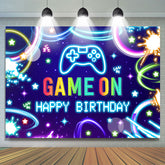 Lofaris Game On Lighting Colorful Happy Birthday Backdrop