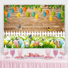 Lofaris Garden With Butterfly Flowers Happy Easter Backdrop