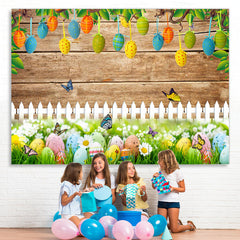 Lofaris Garden With Butterfly Flowers Happy Easter Backdrop