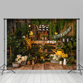 Lofaris Gardening Supplies Grass Floral Cabin Spring Backdrop