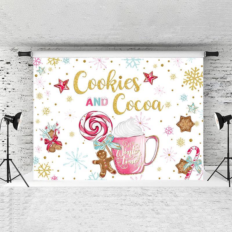 Lofaris Ginger Sugar And Colored Snowflakes Winter Backdrop