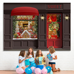 Lofaris Gingerbread Christmas Red Door Party Decorations Backdrop