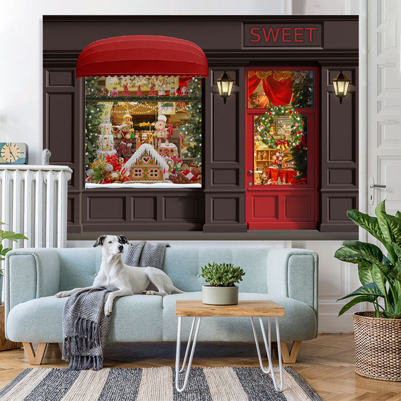 Lofaris Gingerbread Christmas Red Door Party Decorations Backdrop