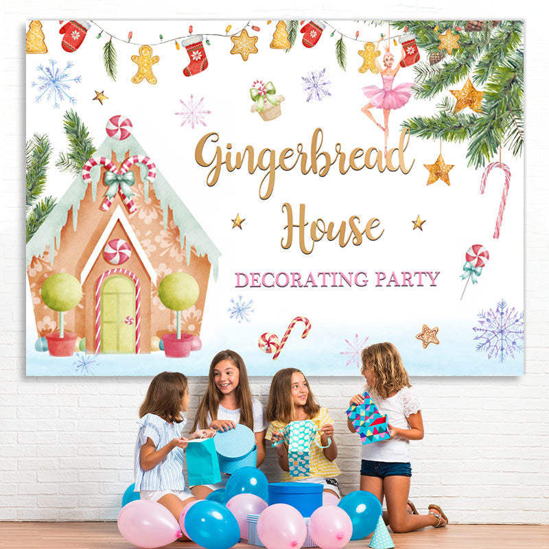 Lofaris Gingerbread House Winter Snowflake Decorating Party Backdrop