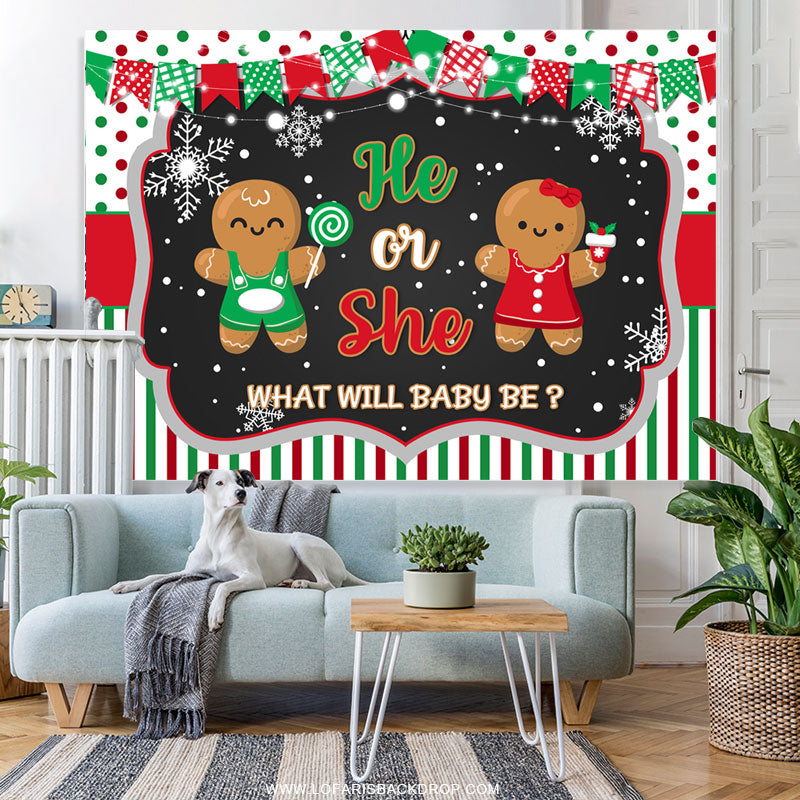 Lofaris Gingerbread Man Winter Christmas Baby Shower Backdrop