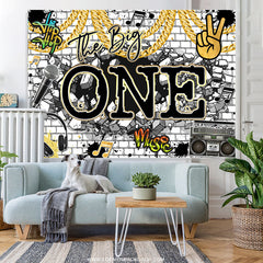 Lofaris Giraffe Hip Hop Rock The Big One Happy Birthday Backdrop