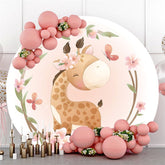 Lofaris Giraffe With Pink Flower Butterfly Circle Backdrop