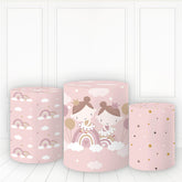 Lofaris Girls Rainbow Pedestal Cover Pink Theme Cake Table