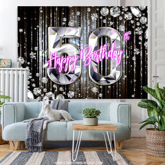 Lofaris Glitter 50th Diamonds Black Bokeh Birthday Backdrop