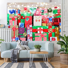 Lofaris Glitter And Colorful Christmas Gifts Backdrop For Kids