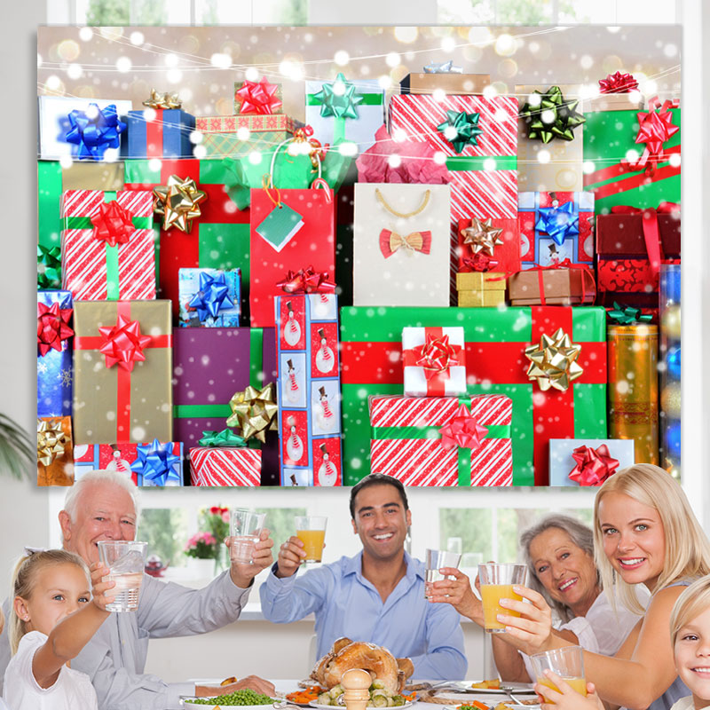 Lofaris Glitter And Colorful Christmas Gifts Backdrop For Kids