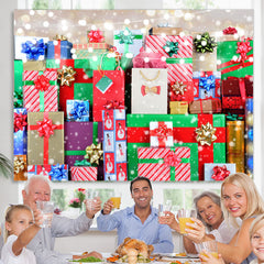 Lofaris Glitter And Colorful Christmas Gifts Backdrop For Kids