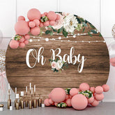 Lofaris Glitter And Floral Oh Baby Round Shower Backdrop