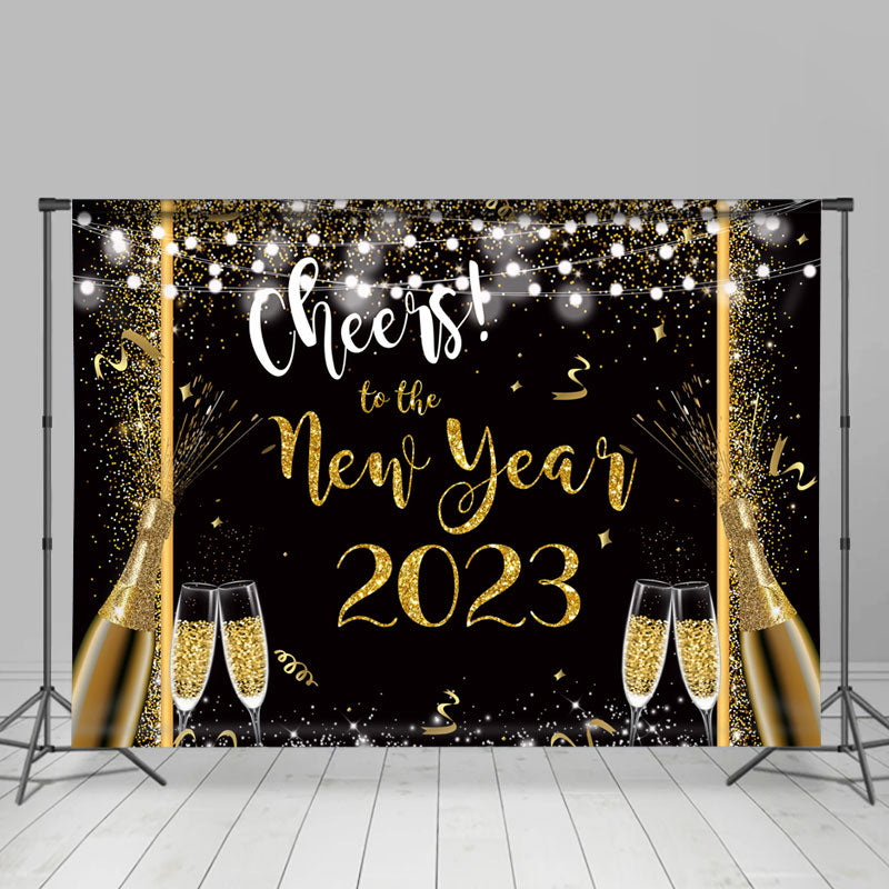 Lofaris UK Glitter And Golden Cheers To New Year 2023 Backdrop
