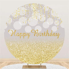 Lofaris Glitter And Golden Cute Happy Birthday Round Backdrop