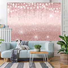 Lofaris Glitter And Pink Simple Theme Happy Birthday Backdrop