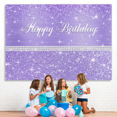 Lofaris Glitter And Purple Dots Pearl Happy Birthday Backdrop