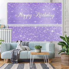 Lofaris Glitter And Purple Dots Pearl Happy Birthday Backdrop