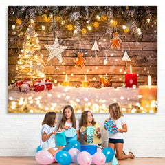 Lofaris Glitter And Shiny Christmas Tree With Candles Backdrop