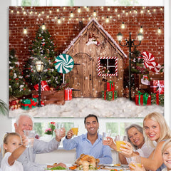 Lofaris Glitter And Snowy Christmas Tree With Lollipop Backdrop