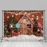 Lofaris Glitter And Snowy Christmas Tree With Lollipop Backdrop