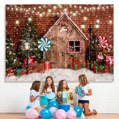 Lofaris Glitter And Snowy Christmas Tree With Lollipop Backdrop