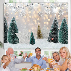 Lofaris Glitter And Snowy Tree With Silver Star Winter Backdrop