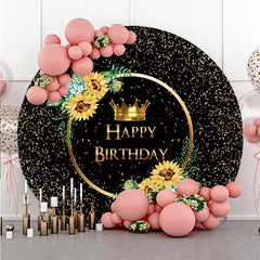 Cartoon Animals Stripes Round Backdrops for Baby Shower