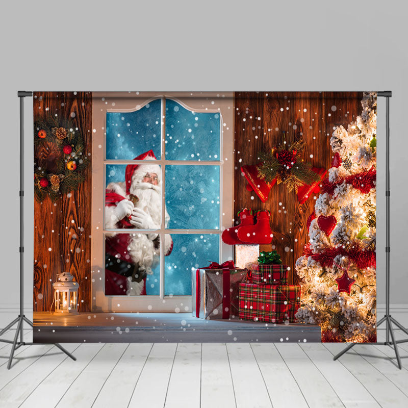 Lofaris Glitter And Warm House Santa Claus Outside Window