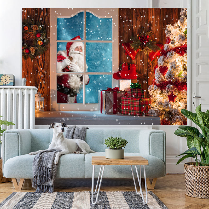 Lofaris Glitter And Warm House Santa Claus Outside Window