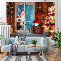 Lofaris Glitter And Warm House Santa Claus Outside Window