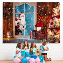 Lofaris Glitter And Warm House Santa Claus Outside Window