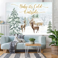 Lofaris Glitter Baby Is Cold Outside Winter Shower Backdrop