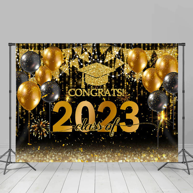 Lofaris Glitter Balloon Flag Congrats Class Of 2023 Backdrop