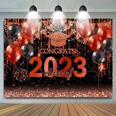 Lofaris Glitter Balloon Flag Hat Congrats 2023 Backdrop