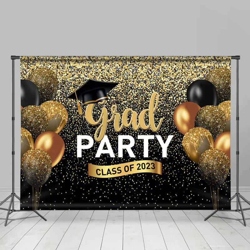 Lofaris Glitter Balloon Ribbon Grad Party For 2023 Backdrop