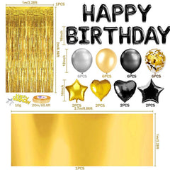 Lofaris Glitter Black Gold Balloons Party Decoration for Birthday