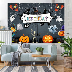 Lofaris Glitter Black Halloween Theme Night Birthday Backdrop