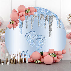 Circle Cute Orange Brown Wood Baby Shower Backdrop