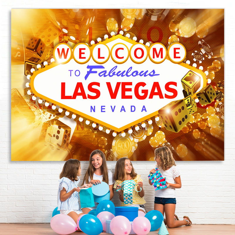 Lofaris Glitter Bokeh Gloden Dices Happy Birthday Backdrop