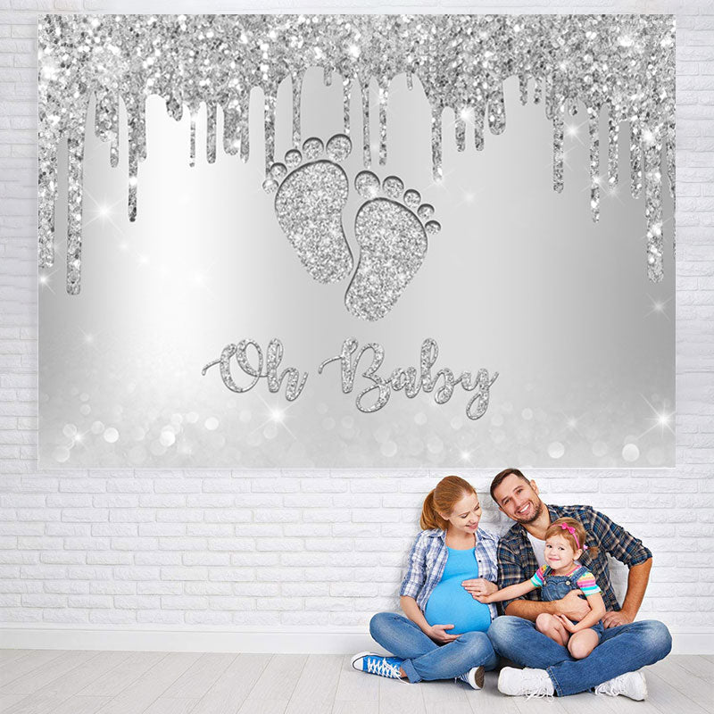Lofaris Glitter Bokeh On Baby Lovely Feet Shower Backdrop