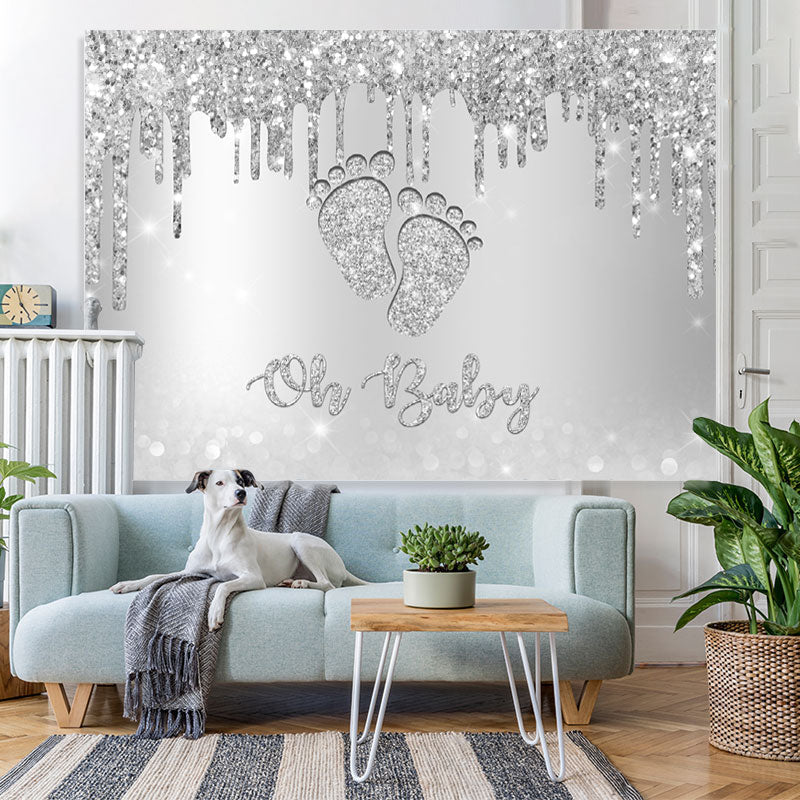 Lofaris Glitter Bokeh On Baby Lovely Feet Shower Backdrop