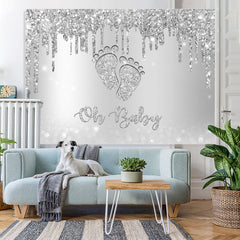 Lofaris Glitter Bokeh On Baby Lovely Feet Shower Backdrop