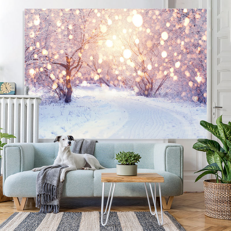 Lofaris Glitter Bokeh Winter Sunlights In The Forest Backdrop