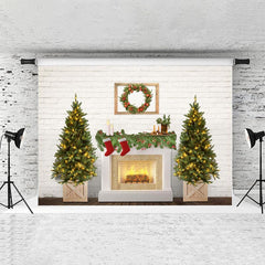 Lofaris Glitter Christmas Tree Fireplace Backdrop