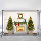 Lofaris Glitter Christmas Tree Fireplace Backdrop