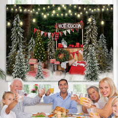 Lofaris Glitter Christmas Trees Hot Cocoa Backdrop For Party
