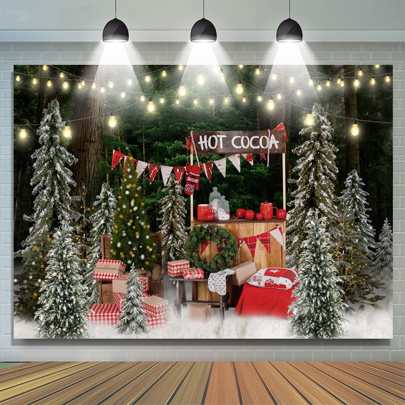 Lofaris Glitter Christmas Trees Hot Cocoa Backdrop For Party